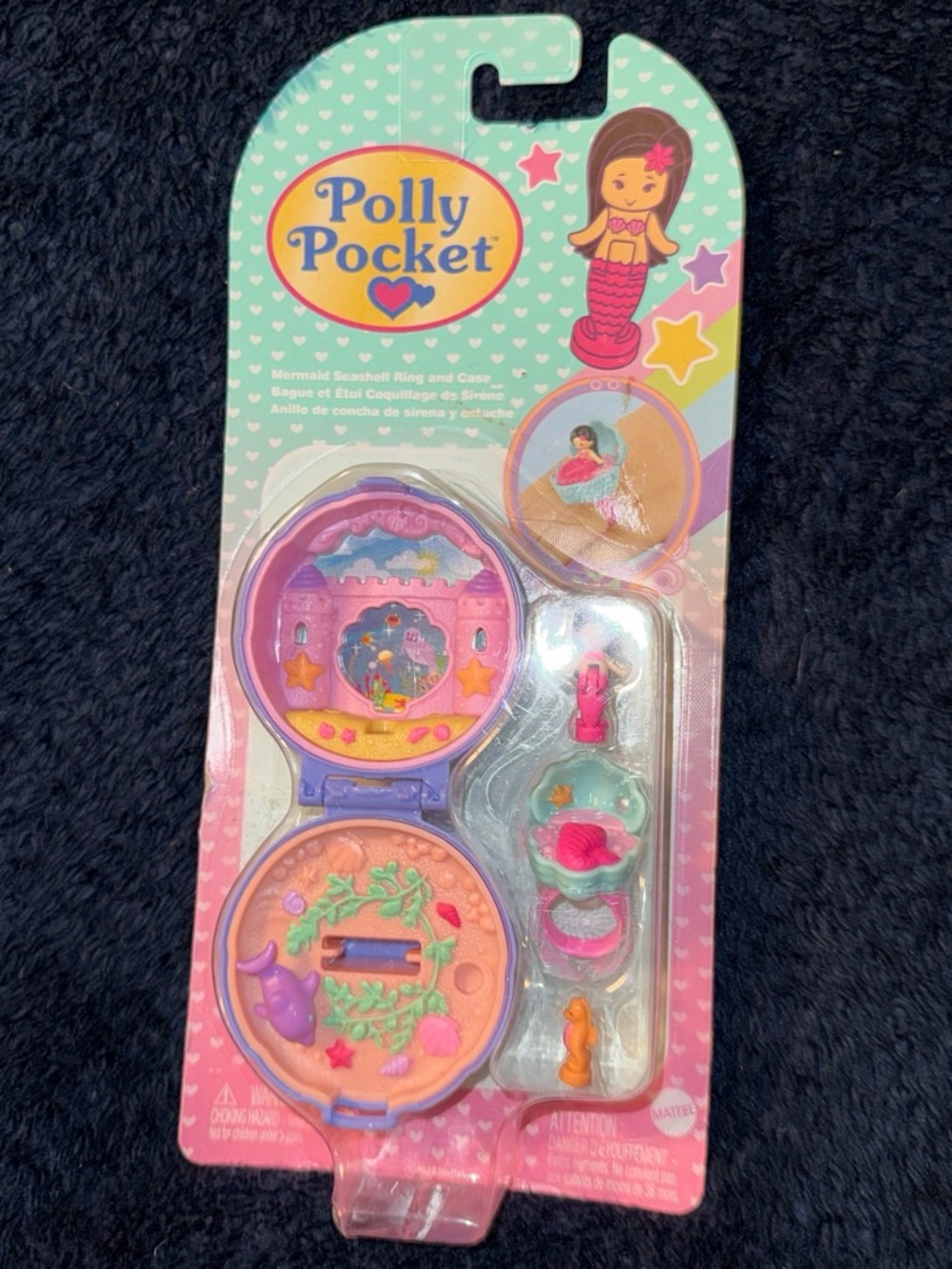 RARE Polly pocket keepsake retro 90s Mermaid Seashell Playset - Pink & Purple